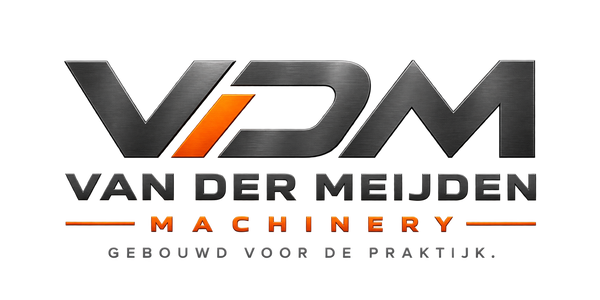 Origineel Van der Meijden Machinery logo met subtiel lichtere slogan